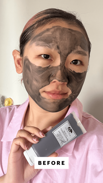 Han with the Origins Clear Improvement Active Charcoal Mask to Clear Pores applied to her face
