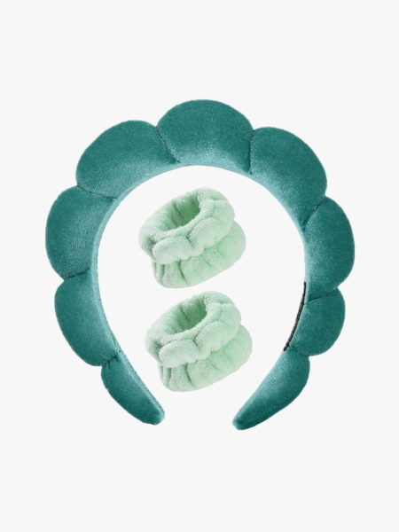 Luckybear Spa Headband in branded components on a light gray background