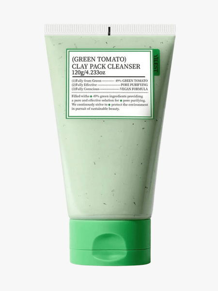 Fully Green Tomato Clay Mask Cleanser in branded tube component on a light gray background