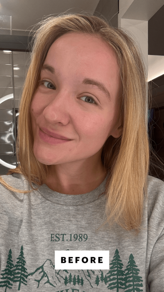 Herrick before applying the Ilia Super Serum Skin Tint