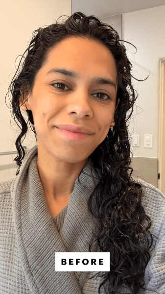 Shipin before applying the Curlsmith Awestruck Definition Cream