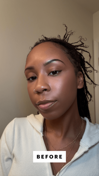 Taylor before using the uCoolMe Lash Bond and Seal